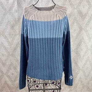 Betty Rides Knitwear wool blend blue chunky knit colorblock sweater size L